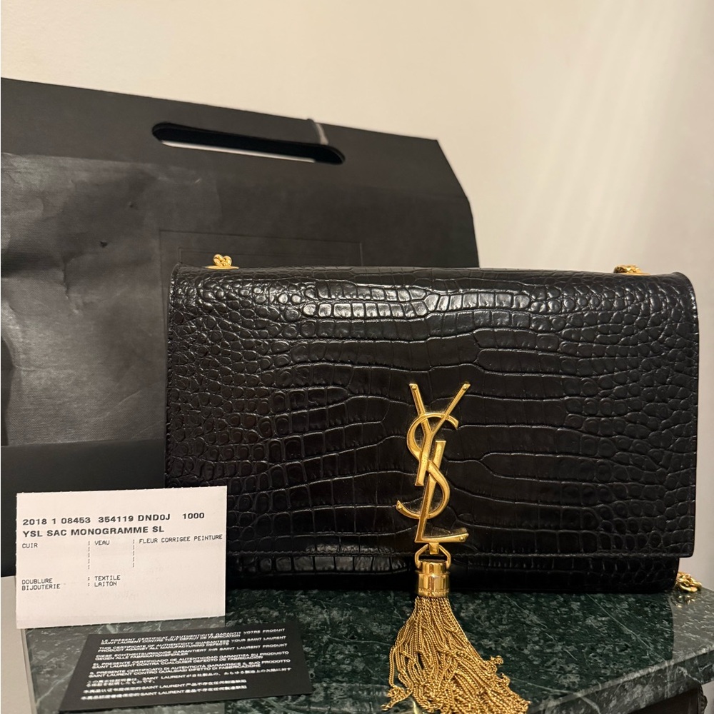 Saint Laurent Black and Gold Shoulder Bag